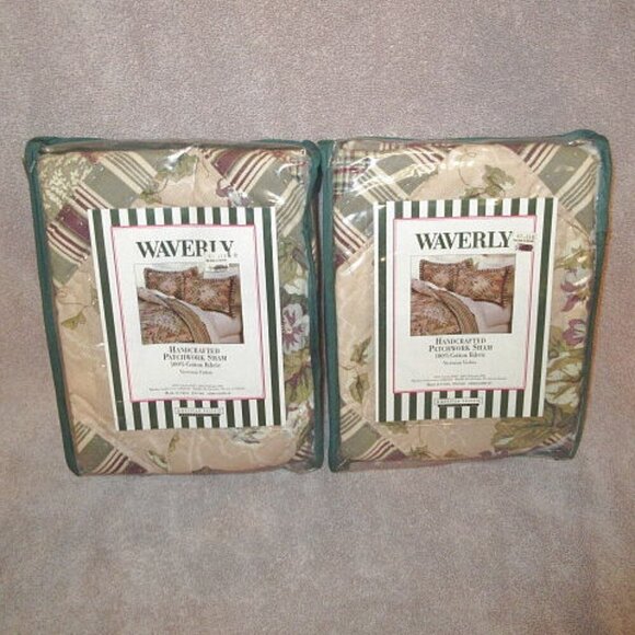 Waverly Victorian Violets Quilted Patchwork Pillow Shams Standard Set Of 2 NEW - Picture 1 of 10